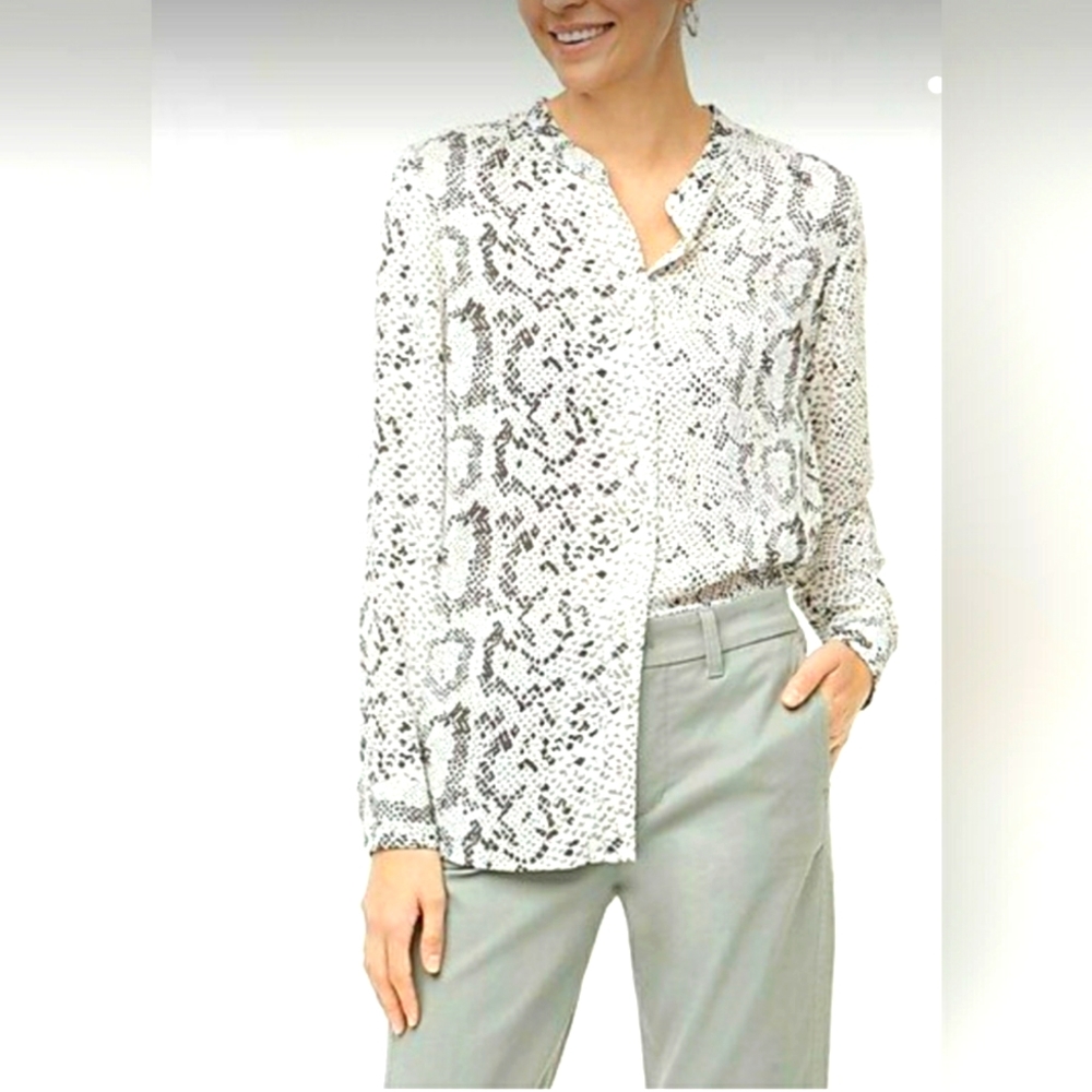J. Crew Collarless Snakeskin Blouse Sz. M